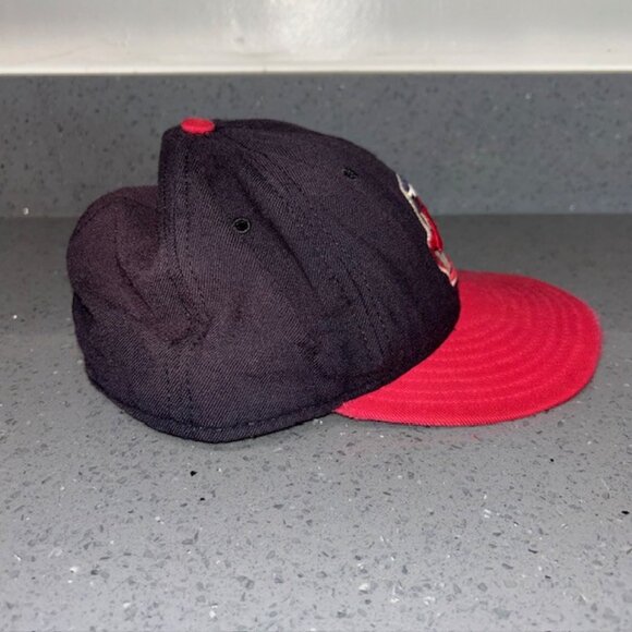 VTG New Era 5950 Pro Model 100% Wool Cleveland Indians Fitted Baseball Hat 7 3/4 - Picture 2 of 6